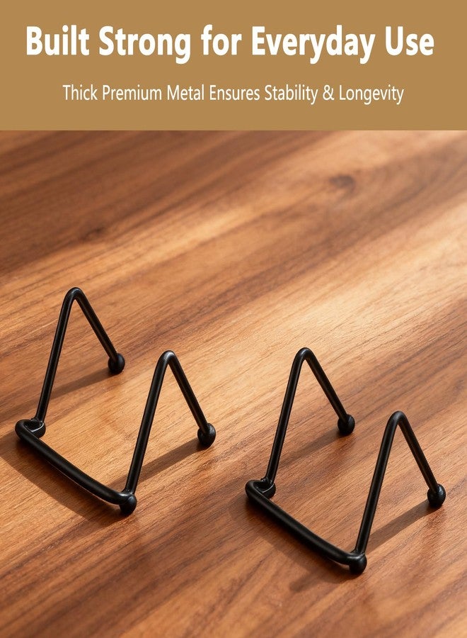 ZGGAZCA 2Pcs Small Display Stand Mini Metal Plate Holder Square Wire Stands for Picture and Photo Easels Black Frame Plate Holders for Coaster Collectibles Book Mobile Phone and Decorative 2" - Image 5